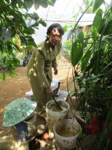 Yulis Suparti, guru SMP Bengkulu membuat pupuk kompos